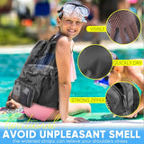 HOHOM Mesh Swim Bag Beach Drawstring Backpack, Waterproof Gym Bags for Women and Men, Large Pool Bag Swimming Gear for Swimmers