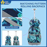NEW TILAMI 18 Inch Rolling Backpack for Kids, Boys Wheeled Laptop Rolling Backpack for Girls Travel School Student Trip Using, Leaves
