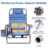 DIAMONDFORGE Lightweight Portable Beach Chair for Adults, 350 LBS Capacity Backpack Beach Chair, Reclining Beach Chair with 5-Position Lay Flat, Large Cup Holder for Beach Camping Sports, 1 Pack