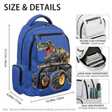 YEXIATODO Chariot Dinosaur Backpacks for Boys Cool Dinosaurs Bookbag Zip up Schookbag Elementary Student Backpack Large Capacity School Bags Protable Primary School Daypack with Side Pockets