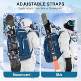 Lunidry Ski Boot Bag, 65L Waterproof Ski Bag & Snowboard Boot Bag, Travel Backpack for Skis Snowboard Helmet Goggles & Accessories