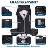 Vessgra Garment Bags for Travel 58L Garment Bags Duffle Bag for Travel Convertible Carry On Garment Duffle Bag 4 in 1 Foldable Suit Bag with Shoes Compartment for Men Women Weekender，Dark Grey