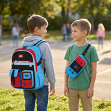 TILYTADLY School Backpack for Boys - 4PCS Gamer Boys Backpack with Lunch Box Set for Elementary Middle School - Students Bag for Ages 6-18,18″ Video Game Bookbag Travel Back Pack