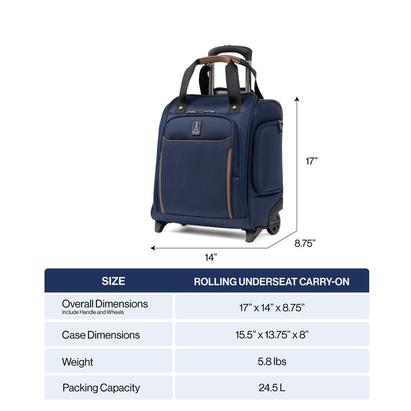 Travelpro Crew Classic Lightweight Softside Luggage, Rolling Underseat Carry on Bag, 14" Laptop or Tablet Sleeve, Men and Women, 17-Inch, Patriot Blue