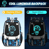 Bevalsa Backpack for Boys, Cool Luminous Boys Backpack with Sling Bag, Lunch Box & Pen Case, School Bags for Kids Children Teens Elementary Middle Schools, Bookbag Glow In The Dark (Blue)