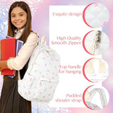 Shyyween 3 Pcs Backpack Back to School Bags Set Cotton Quilted Lunch Box Pencil Bag Daypack Bookbags for Girl Women Travel(Bow,Pink)