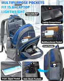 ProEtrade Backpack Bookbag for College Sturdy Travel Business Hiking Fit Laptop Up to 15.6 Inch Multi Compartment Gifts for Men Women Night Light Reflective (Blue)