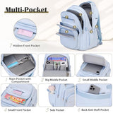 DIGOBAY Backpack for School Girls Boys, College Backpack with Lunch Bag Pencil Case for Teens Kids Elementary Middle High School, Casual Multi-Pocket Travel Daypack with USB Port for Women Men Blue
