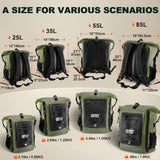 OSAH DRYPAK Waterproof Backpack Dry Bag 35L/55L/85L – Heavy Duty Roll-Top Hiking Backpack for Travel, Kayaking, Boating, Camping, Rafting and Fishing