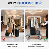 VitaCu Heavy Duty Luggage Cart - 8" Wheels with Brackets, Commercial Grade Hotel Luggage Trolley, Deluxe Rectangular Steel Bellman Cart with Platform for Hotels Us