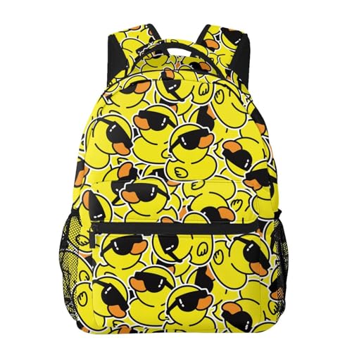 HKHEHOP Cool Duck Cartoon Funny Backpack For School Laptop Bags Bookbag Big Casual Daypack For Student Girls Boys Kids Teens Travel Sports Work