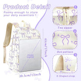BACH AND BOUJEE Cute Bow School Backpack for Teen Girls Women Purple Bow Backpack Aesthetic School Bookbag for College Travel Office Work Coquette Bows Bookbags