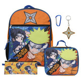 BIOWORLD Unisex Naruto Sasuka & Naruto 5-Piece Backpack Set (Little Kid/Big Kid), Blue, One size