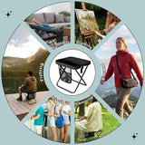 ABUUL Portable Folding Stool – 12" Tall Collapsible Backpack Stool with Storage Pouch, Hands-Free Carry & Supports 300 lbs, Ultralight for Hiking, Fishing, Camping, Festivals (Black, Standard)