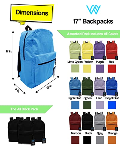Winterlace 36 Pack Backpack Bulk 17-inch Zippered Bags Outdoor Travel Kids School Students Unisex Wholesale