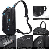 BANGE Anti theft Sling Backpack with Lock, Men's Sling Bag for Men, Shoulder Crossbody Backpack with USB Charging Port for Men and Women