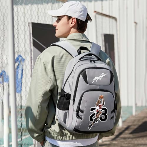 buluuoor Basketball Star 23 Athletes Laptop Backpack Student Backpack Men Women Ultra Light Travel Bag (Black and White1)