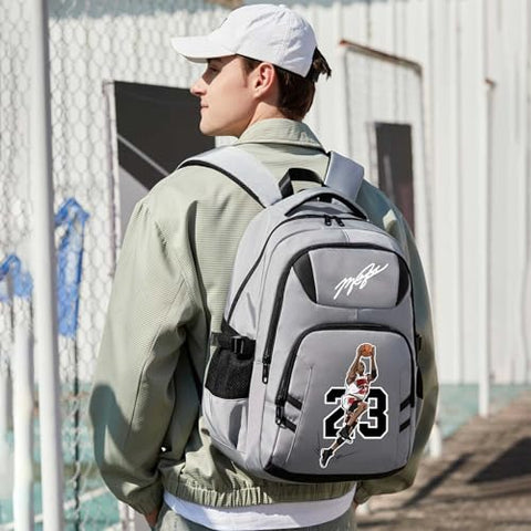 buluuoor Basketball Star 23 Athletes Laptop Backpack Student Backpack Men Women Ultra Light Travel Bag (Black and White1)