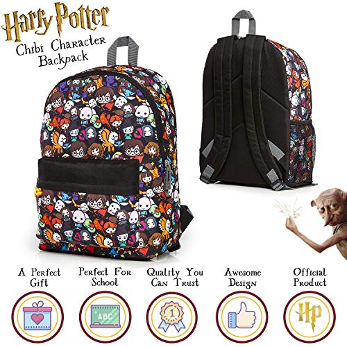 Harry Potter Backpack for Boys Girls Teens with Chibi Character Print Daypack Backpacks School Bag for Sports Travel School Supplies Gifts for Kids