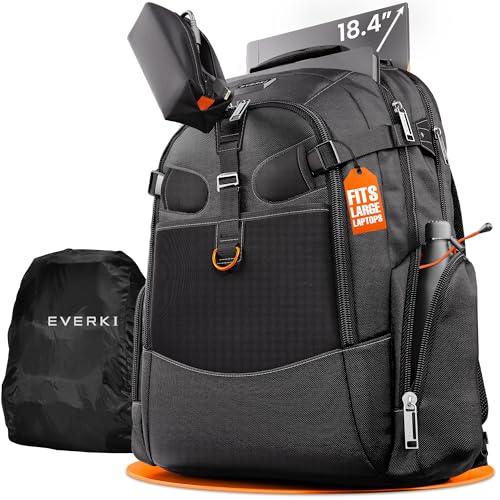 EVERKI Business 120 Laptop Backpack 40L with Rain Cover - Large Compartment Fits Up To 18.4", Travel Friendly Lightweight Business & | Backpacks4Less