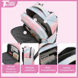 NEW TILAMI 18 Inch Rolling Backpack with Wheels for Girls Boys Kids Laptop Backpack School Travel, Pink Sunset