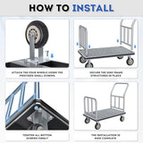 Hotel Luggage Cart, 900LBS Load Capacity Bellman's Cart with 8" Wheels, Brushed Stainless Steel Commercial Grade Hotel Luggage Trolley with Grey Carpeted Deck for Hotels (42''L x 25''W x 38''H)