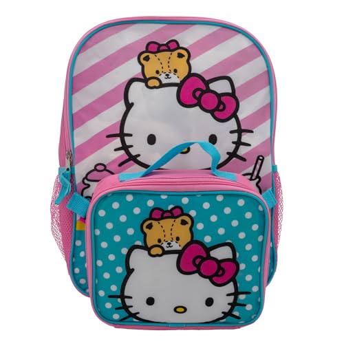 AI ACCESSORY INNOVATIONS Hello Kitty 2 Piece Backpack Set, Girls Kawaii 16" School Bag, Pink