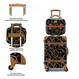 World Traveler Chariot 2-Piece Vintage Hardside Carry-On Luggage Set with Matching Train Case, Spinner Wheels, Retro Fashion Suitcase - Posh Black