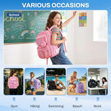 QIXIHU Mesh Backpack for School, Heavy Duty Large Capacity Bookbag, Breathable See Through Clear Beach Bag with Detachable Coin Purse for Kids, Girls, Boys, Net Backpack for Sport Gym Travel Pool