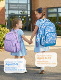 VASCHY Kids backpacks, 16in Water Resistant Backpack for Preschool/Primary/Elementary School Bookbag for Girls with Tablet Sleeve Blue Daisy