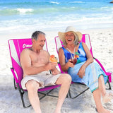 EMERIT Low Beach Chairs for Adults with Removable UPF 50+ Umbrella, Lightweight Folding Backpack Camping Chair with Cup Holder, Portable Sand Chair for Beach, Picnic, Lawn