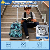 NEW TILAMI 18 Inch Rolling Backpack for Kids, Boys Wheeled Laptop Rolling Backpack for Girls Travel School Student Trip Using, Leaves