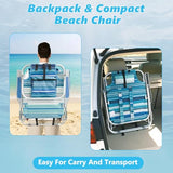 2 Pack Backpack Beach Chair for Adults Green Stripe