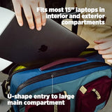 Topo Designs Global Briefcase - Bold Daily Carry Bag, Commute + Travel Pack, Personal Item Compliant, Laptop Sleeve, Removable Adjustable Shoulder Strap, Stowable Backpack Straps (Stone Blue/Forest)