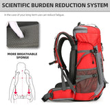 King'sGuard 60L Hiking Backpack for Men and Women Lightweight Camping Hiking Backpack with Rain Cover Large Waterproof Travel Backpack Backpacking Pack (Red)