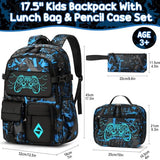 Fimibuke Backpack for School Boys, 3 PCS Cool Luminous Kids Backpacks with Lunch Box & Pencil Pouch, Toddler Teen Glow in The Dark Backpack Bookbag Schoolbag Set for Elementary to High School Students