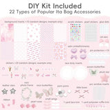 Ita Bag with DIY Accessory Kit - Clear Window Y2K Kawaii Lace Crossbody Bag with Display Insert for Pins & Button Badges, Perfect for Anime & Con Fans (Pink)
