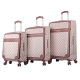Steve Madden Designer Luggage Collection - 3 Piece Softside Expandable Lightweight Spinner Suitcase Set - Travel Set includes 20 Inch Carry on, 24 Inch & 28-Inch Checked Suitcases (Chalet Pink)