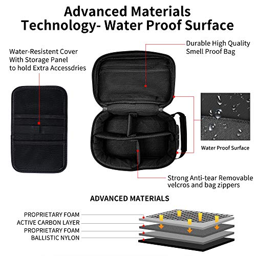 IDEATECH Smell Proof Bag, Stash Box with Lock, Smell Proof Containers, Odorless Travel Storage Bag, Home Organizer Case Lock Box with Accessories, Gift for Women/Men (Black)