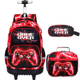 Bevalsa Rolling Backpack for Boys, 3PCS Gamer Roller School Backpacks