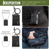 MAXPEDITION Platy Pocket Organizer, Durable EDC Tool Pouch for Men, Neck Wallet with Paracord Lanyard, Holds Flashlight, Multitool, Pen, Notebook (Black, 4" x 6")