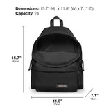 EASTPAK Padded Pak'R – 24L Iconic Backpack with Front Pocket, Water-Resistant Fabric, Vegan Materials & Adjustable Straps, Black