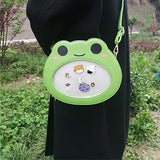 Elallin Cartoon Frog Cute Bag Ita bag Crossbody Purse Backpack for Women (Green)