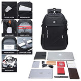 FENGDONG Durable Waterproof Travel Laptop Backpack 17.3 inch,Large College Backpack Bookbag for Men & Women Business Backpack with USB Charging Port and Headset Port Black