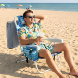 2 Pack Backpack Beach Chair for Adults Green Stripe