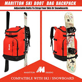 MARITTON Ski Boot Bag - Ski Boots and Snowboard Boots Travel Backpack for Ski Helmet, Goggles, Gloves, Skis, Snowboard & Accessories. (red)