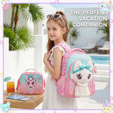 Meetbelify Cute Cat School Backpacks for Girls Backpack with Lunch Bag for Elmentary Students Kids Travel Bookbag for Girls Age 6-12
