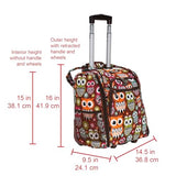 Rockland Melrose Upright Wheeled Underseater Carry-On Luggage, Owl