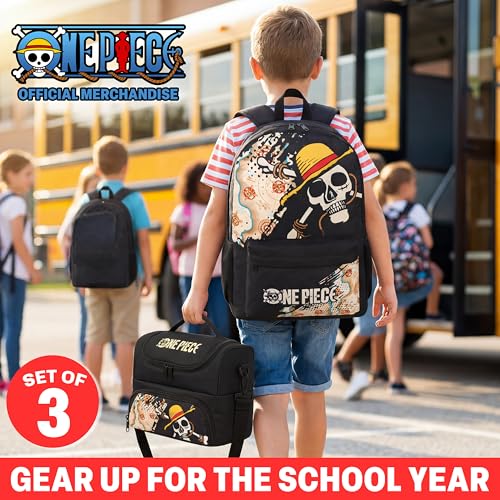 Get Trend One Piece Boys Backpack, Lunch Bag & Pencil Case, 3 Piece Set