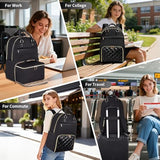Jetviivid Lunch Backpack, 15.6 Inch Laptop Backpack with Insulated Cooler Lunch box, Womens Work Backpack for Business Teacher Nurse Travel Commuter College Daily, Black
